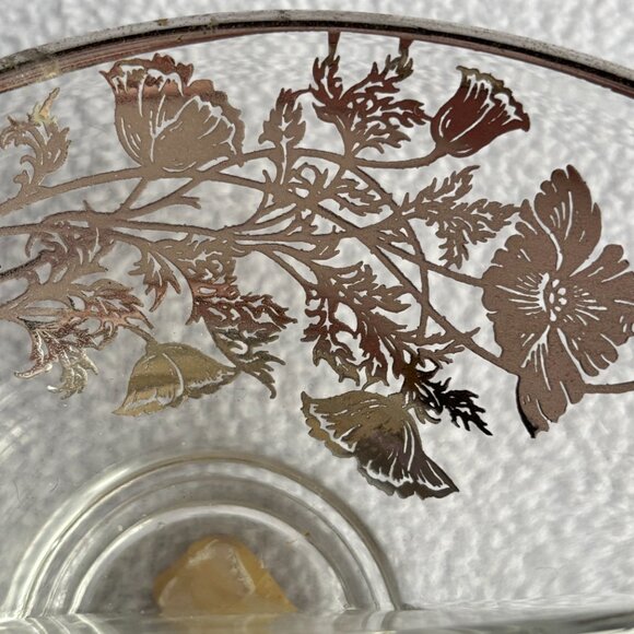 Sterling Silver on Clear Glass Flanders Poppy Divided Glass Dish - Picture 4 of 12